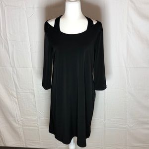 Long sleeve black dress with sporty neck
